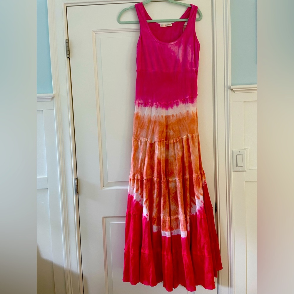 Tie/dye maxi dress size M pink/orange